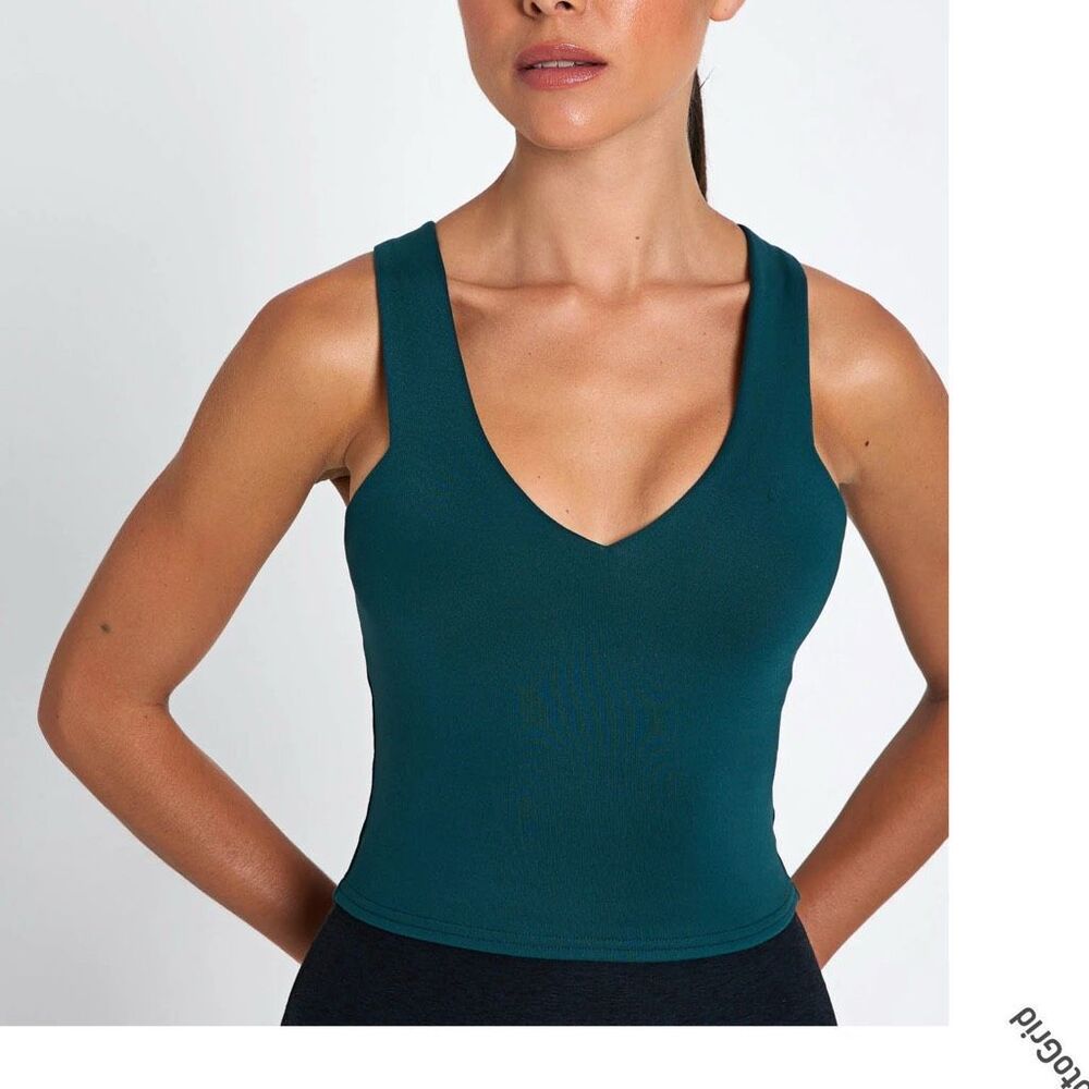 Alo Yoga Airbrush Real Bra Tank Midnight Green XS Women